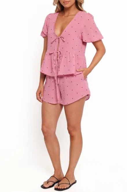 polka dots outfits Petal & Pup Women's Nala Drawstring Polka Dot Mini Shorts Nordstrom $49