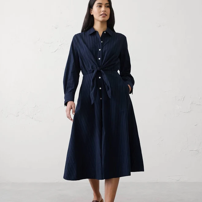 dress Petite Wrap-Tie Midi Shirtdress Banana Republic Factory $70
