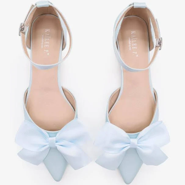 shoes Pointy Toe Satin Flats with Front Satin Bow Kailee P. $139