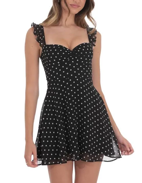 dress Polka Dot Ruffle Strap A-Line Dress LUCY IN THE SKY $56.91
