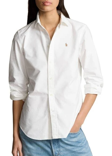top Polo Ralph Lauren Women's Slim-Fit Oxford Shirt Nordstrom $128