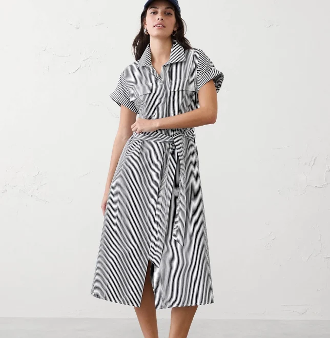 dress Poplin Utility Midi Shirtdress Banana Republic Factory $56