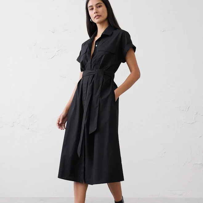 dress Poplin Utility Midi Shirtdress Banana Republic Factory $70
