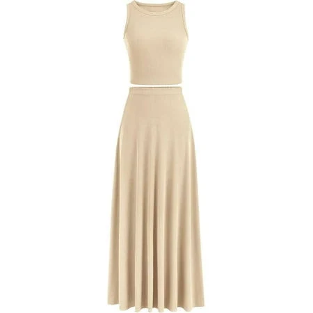 matching set Prettygarden 2 Piece Cropped Maxi Skirt Set Walmart - PrettyGarden $34.99