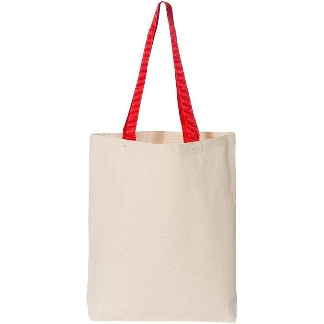 bag Q-Tees 11L Canvas Tote with Contrast-Color Handles, Natural And Red Kohl's $13.99