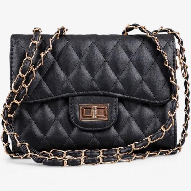 bag Quilted Shoulder Bag with Chain Strap elusso.co $30.48