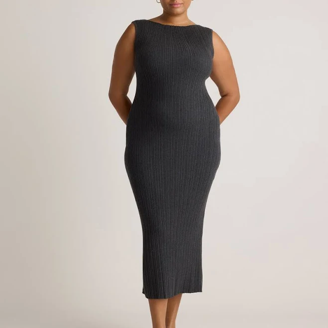 dress Quince Women's Ribbed Cotton Cashmere Midi Dress Quince $59.9