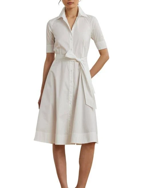 dress Ralph Lauren Women's Belted Cotton-Blend Shirt Dress Nordstrom $103.85