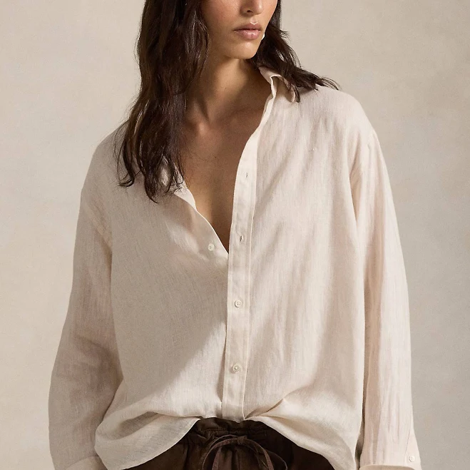 outerwear Ralph Lauren Women's Oversize Fit Linen Shirt Ralph Lauren $168