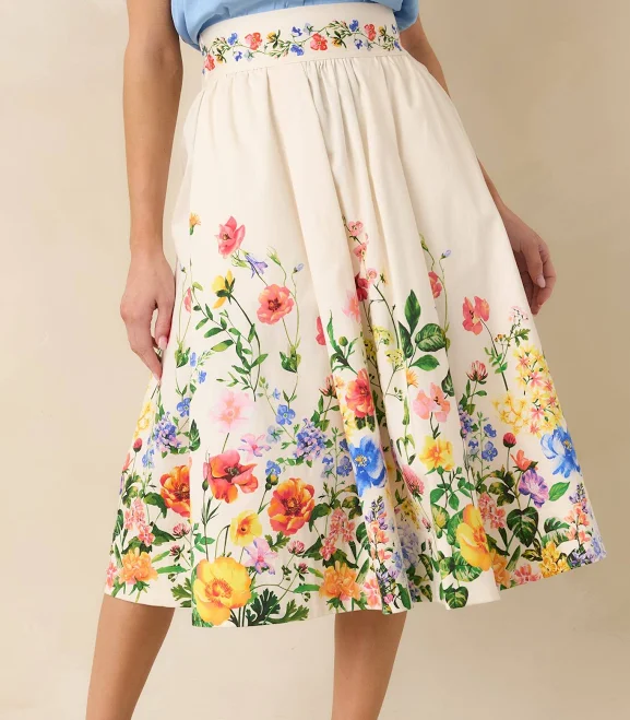 skirt Red Dress Women's A Beautiful Floral Cotton Midi Skirt Red Dress $74
