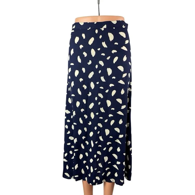 skirt Reformation Bea Women's Navy Blue Abstract Print Slit Flowy Midi eBay - brie-co $81.59