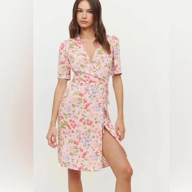 dress Reformation Dresses | Reformation Floral Midi Dress - Pink And Green | Color: Pink | Size: L | Daparob's Closet Poshmark $150