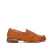shoes Reiga Low Block Heel Loafers In Tan By Rag & Co by Rag & Co. wolfandbadger.com $90