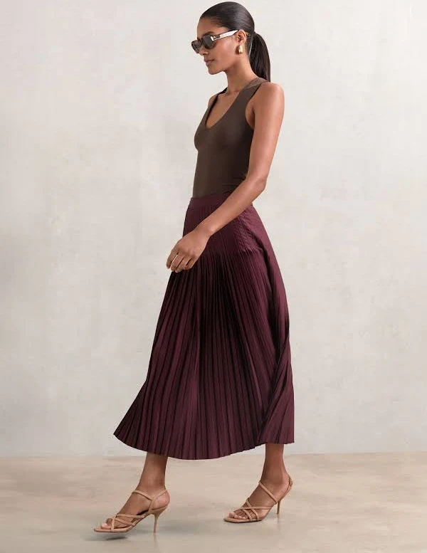 skirt Reiss Women's Savannah Pleated Midi Skirt Nordstrom $132.75