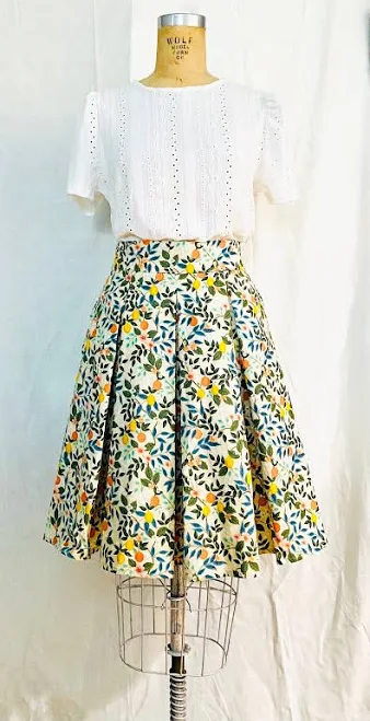 skirt Rifle Paper Co. Citrus Grove Cotton Print Skirt with Side Pockets Etsy - Floralandleaves $83.3
