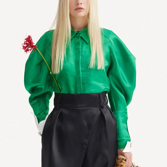 blouses Romantic Silk Organza Blouse with Balloon Sleeves Julia Allert $226.13