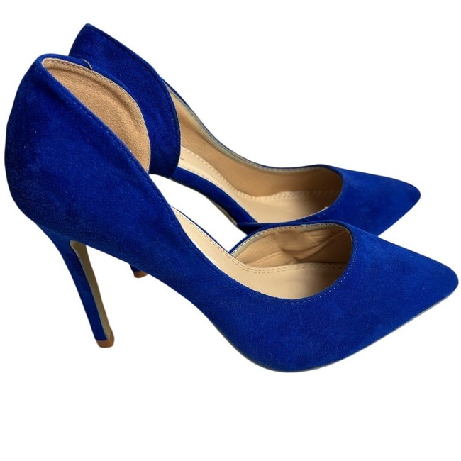 shoes Rouge Pointed Toe Mid Cutout Electric Blue Suede High Heel Stiletto eBay $25