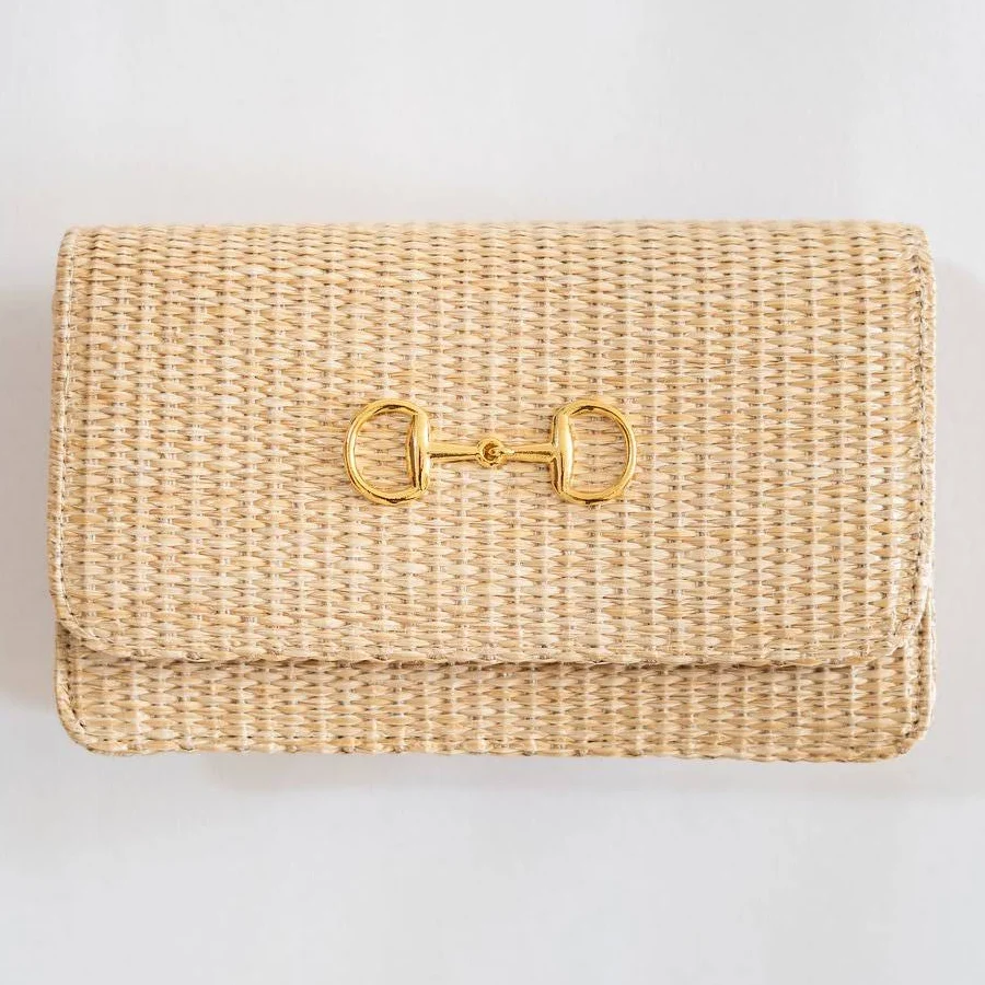 bag Ruby Straw Foldover Clutch with Detachable Chain Strap Lisi Lerch $98