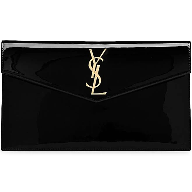 bag SAINT LAURENT Uptown Patent-Leather Clutch Saks Fifth Avenue $800