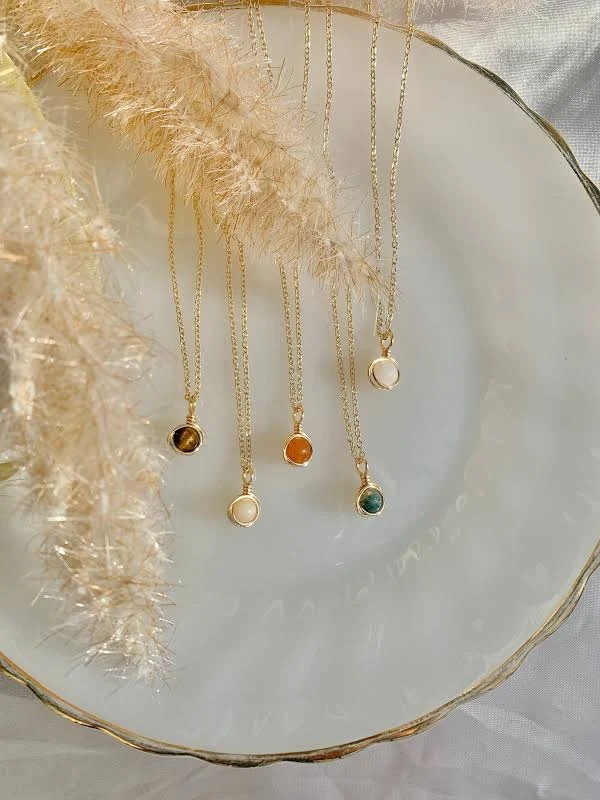 accessory Sara Mini Gold Filled Wire Wrapped Stone Necklace Etsy - Seller $14.99