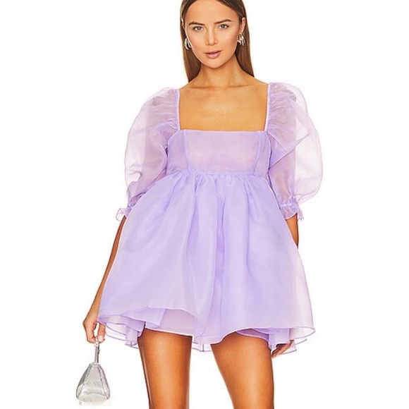 sundress Selkie Lavender Mini Dress with Puff Sleeves Poshmark $135