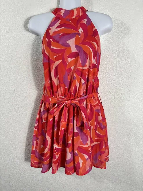 romper She + Sky Romper Womens Medium Pink Orange Red Abstract Sleeveless eBay - mocha_chocolata_vintage $17.09