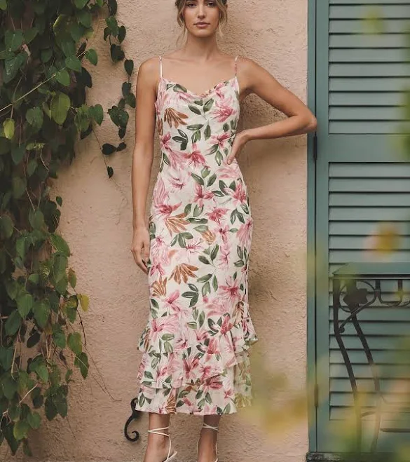 dress Sleeveless Floral Tiered Maxi Dress New York & Company $64.99