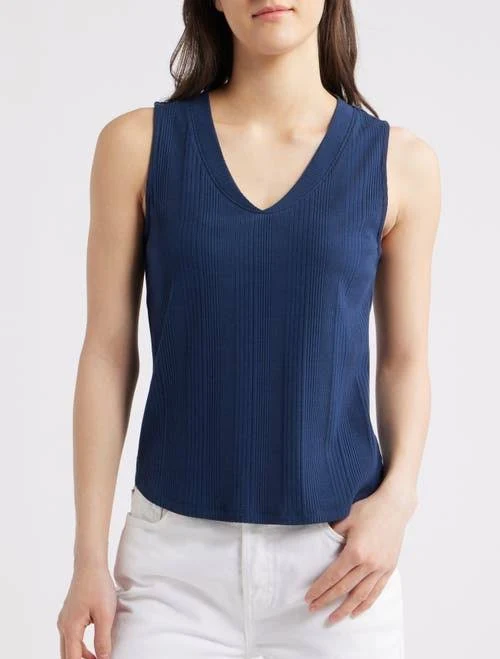top Sleeveless Rounded V-Neck Surplus Hem Petite Knit Top Nordstrom $48