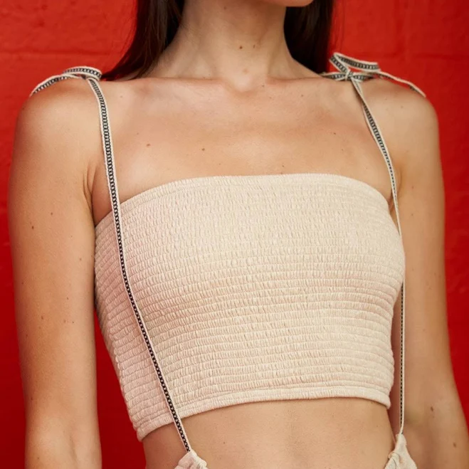 top Smocked Bandeau Top Pitusa $38