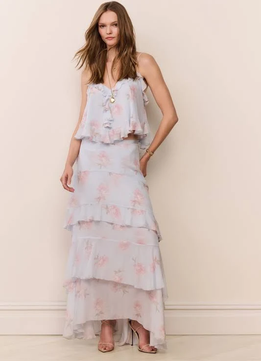 maxi skirt Soleia Floral Chiffon Maxi Skirt LoveShackFancy $695