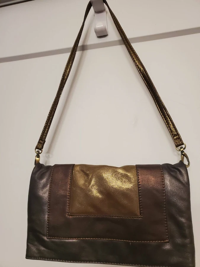 bag Sondra Roberts Gold Bronze Black Metallic Purse Clutch Removable Strap eBay $16.99