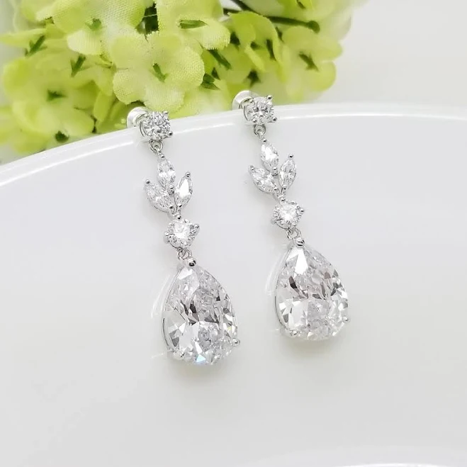 accessory Sparkling Crystal Teardrop Bridal Earrings Etsy - PureCrystalSJ $16.91
