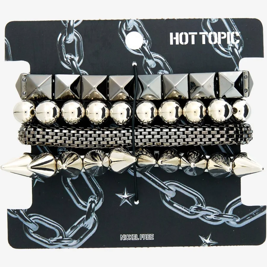 accessory Spike Stud Chain Bracelet Set Hot Topic $7.92
