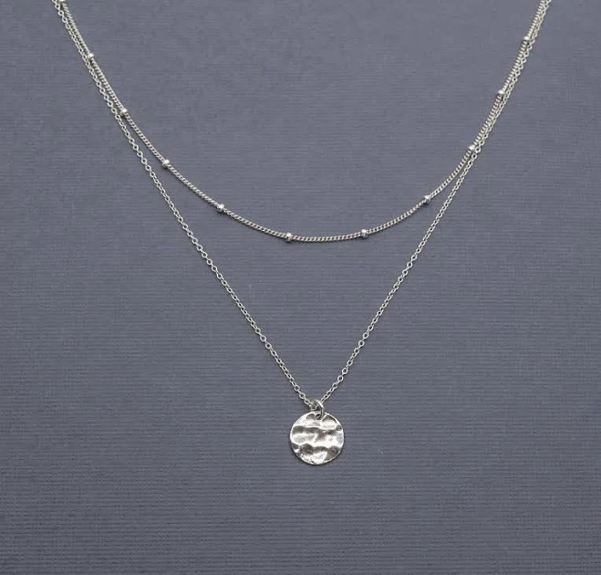 accessory Sterling Silver Hammered Disc Satellite Chain Choker Necklace Etsy - AlisaStudioDesign $74.8