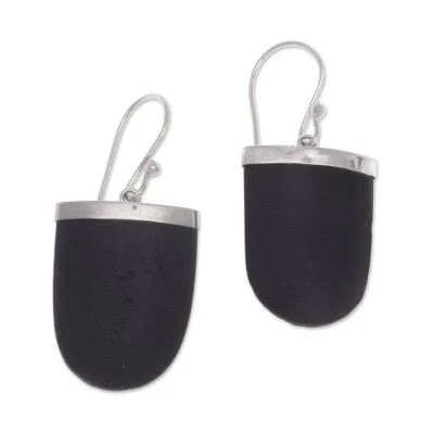 accessory Sterling Silver Lava Stone Dangle Earrings novica.com $29.99