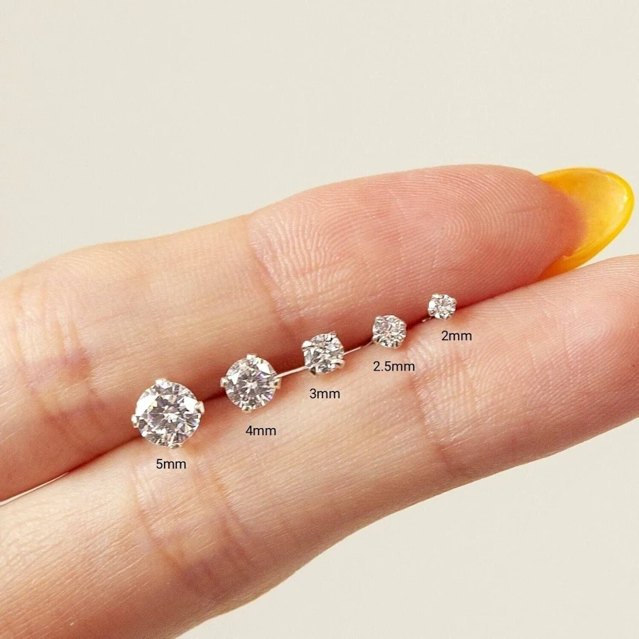 accessory Sterling Silver Minimalist Sparkling CZ Stud Earrings Etsy - Seller $12.95