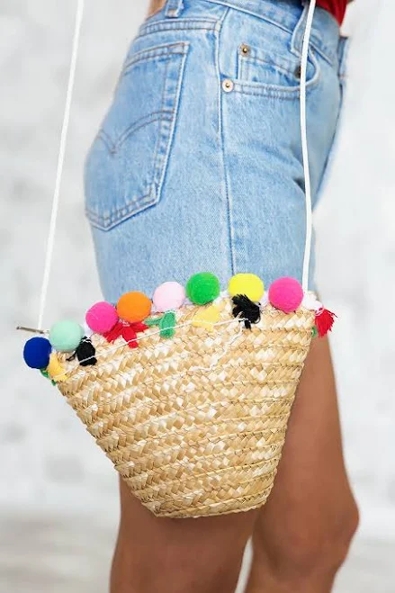 bag Straw Pom-Pom Small Bag Haute & Rebellious $22