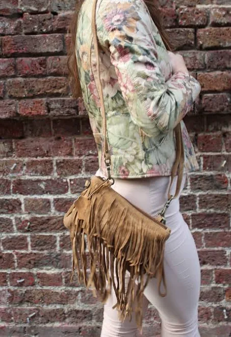bag Suede Fringe Leather Crossbody Bag Etsy - OdiLynch $49.52