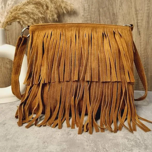 bag Suede Leather Fringe Crossbody Bag - Brown Tassel Shoulder Bag Etsy - Seller $46.08