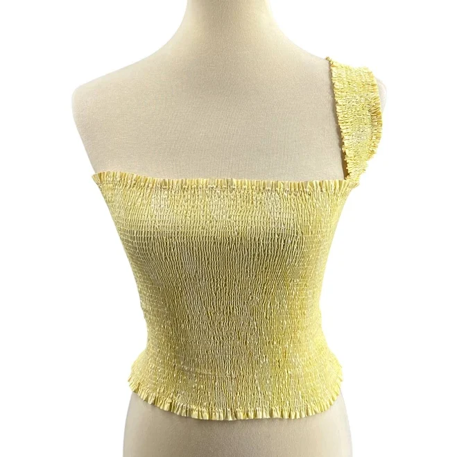 one shoulder top Super Yaya One Shoulder Smocked Top Poshmark $129