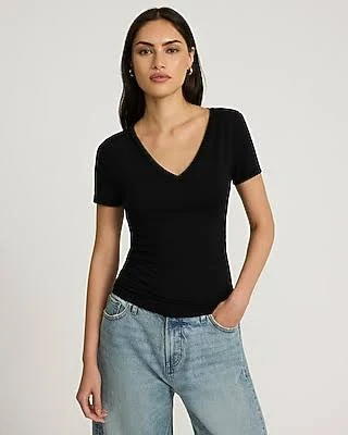 top Supersoft Women's Fitted V-Neck Double Layer Tee Express $34