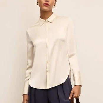 top Tatum Washable Silk Charmeuse Button-Down Shirt M.M.LaFleur $259