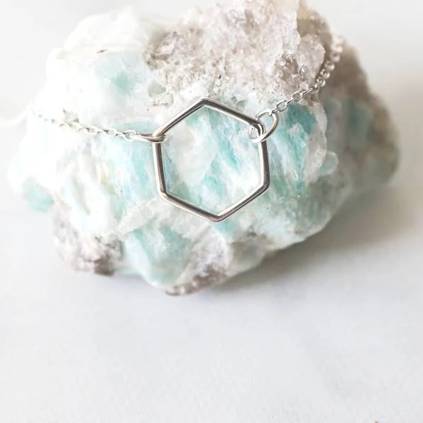 accessory Tiny Silver Hexagon Pendant Necklace Etsy - Rudiana $13.5