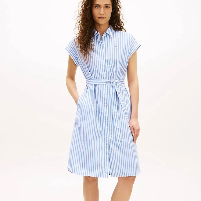 dress Tommy Hilfiger Women's Belted Striped Poplin Shirtdress Tommy Hilfiger $54.5