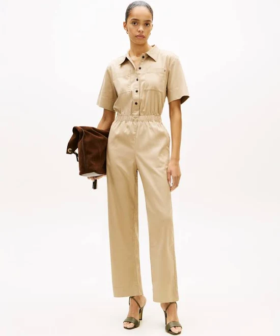 romper Tommy Hilfiger Women's Lightweight Twill Utility Jumpsuit Macy's $77.4