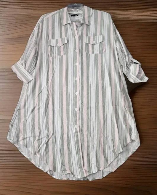 kimono Torrid Green Pink Striped Oversized Gauze Kimono Shacket Boho Shirt eBay - lurecollector2003 $21.21