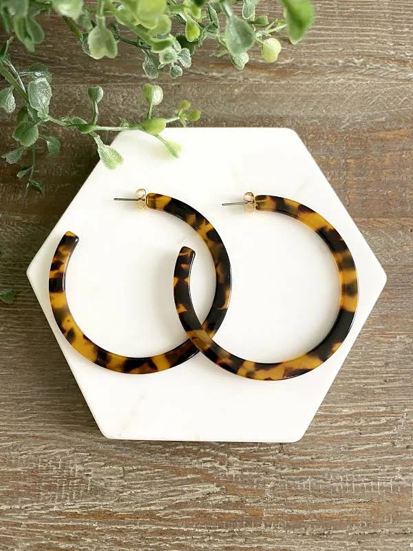 accessory Tortoise Shell Hoop Earrings Etsy - ByLunari $16.44