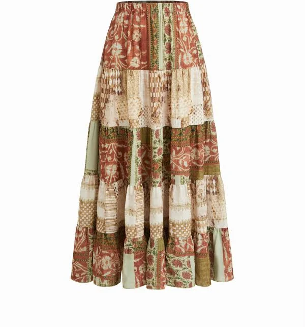 skirt Two Tone Tiered Ruffle Maxi Skirt Cider $37.9