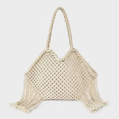 bag Universal Thread Cotton Macrame Fringe Tote Bag Target $30