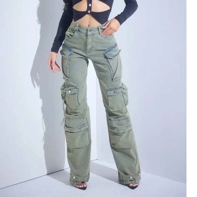 pants Utility Luxe Multi-Pocket Cargo Jeans Amanda Jean NYC $120